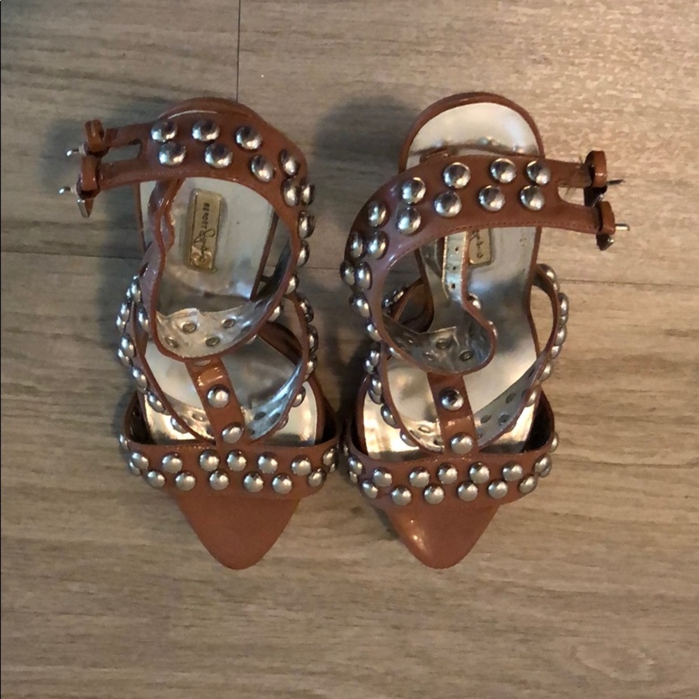 Taupe gladiator studded heels - Picture 5 of 7